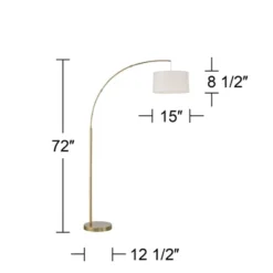 360 Lighting Modern Arc Floor Lamp With USB Charging Port 72" Tall Brass White Linen Drum Shade For Living Room Reading House Home -Adesso Shop GUEST f30622a4 7f20 487f 843d c7873bd8ec4b