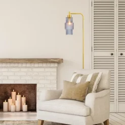 63" Kyra Pillar Shade Floor Lamp Blue/Gold - River Of Goods 12 63" Kyra Pillar Shade Floor Lamp Blue/Gold - River Of Goods -Adesso Shop GUEST f32671c7 328a 4b7e 8db7 bc2c0db353c8