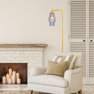 63" Kyra Pillar Shade Floor Lamp Blue/Gold - River Of Goods 5 63" Kyra Pillar Shade Floor Lamp Blue/Gold - River Of Goods - Image 3