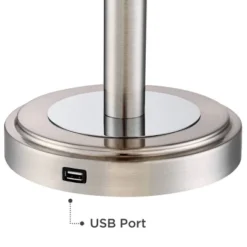 360 Lighting Camile Modern Table Lamps 25" High Set Of 2 Brushed Nickel With USB Charging Port Off White Drum Shade For Living Room Office House Desk -Adesso Shop GUEST f436b9cc 0a81 48d9 8178 4c9b9dea41c3