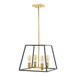 15" 4-Light Lloyd Farmhouse Industrial Iron LED Pendant Black/Brass Gold - JONATHAN Y -Adesso Shop GUEST f4b14be4 60f5 4a28 afce 29568451cb38