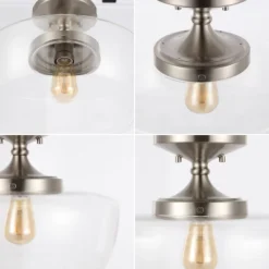 14" Marfa Glass/Iron Farmhouse Modern LED Flush Mount - JONATHAN Y -Adesso Shop GUEST f52483b0 13e1 4a01 9bbe a8bd5ceaf2f9