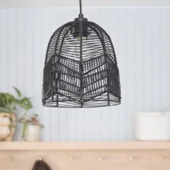 10" 1-Light Zola Pendant Rattan Black - River Of Goods -Adesso Shop GUEST f5b7782f e6b7 4bab 8271 41e99cfa1b3e