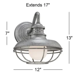 Franklin Iron Works Rustic Industrial Farmhouse Vintage Outdoor Barn Light Fixture Galvanized Steel Open Cage 13" White Glass Orb For Exterior Porch -Adesso Shop GUEST f5dcbbcf 7822 4241 92f0 5100932654eb