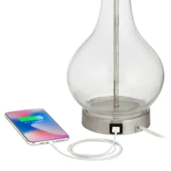 360 Lighting Modern Accent Table Lamps 21.75" High Set Of 2 With USB Charging Port Clear Glass Blue Drum Shade For Living Room Desk Bedroom Office 11 360 Lighting Modern Accent Table Lamps 21.75" High Set Of 2 With USB Charging Port Clear Glass Blue Drum Shade For Living Room Desk Bedroom Office -Adesso Shop GUEST f6595bd8 793b 43e3 bb52 bb51684af625