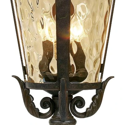 John Timberland Casa Marseille Rustic Vintage Flush Mount Outdoor Hanging Light Bronze Scroll 23 3/4" Champagne Hammered Glass For Post Exterior Barn 5 John Timberland Casa Marseille Rustic Vintage Flush Mount Outdoor Hanging Light Bronze Scroll 23 3/4" Champagne Hammered Glass For Post Exterior Barn - Image 3