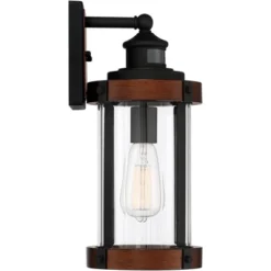 John Timberland Stan Industrial Outdoor Wall Light Fixture Dark Faux Wood Black Motion Sensor 15 1/2" Clear Glass For Post Exterior Barn Deck House -Adesso Shop GUEST f749a364 f157 4851 89eb d86309c9a9c1