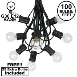 Novelty Lights 100 Feet G30 Globe Outdoor Patio String Lights, Black Wire -Adesso Shop GUEST f8813000 c771 4d4d 940e f161653a63b5