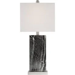 360 Lighting Connie Modern Table Lamps Set Of 2 With Acrylic Risers 25" High Black Faux Marble USB Charging Ports White Rectangular Shade For Desk -Adesso Shop GUEST f8f54766 e697 4cb5 8e7c b9b55bfc3312