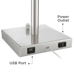 360 Lighting Andre Modern Table Lamps 26 3/4" High Set Of 2 Metal With USB And AC Power Outlet In Base Table Top Dimmers White Drum Shade For Desk -Adesso Shop GUEST f9045fa3 5597 480d 8873 a95c8a85a229