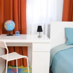 10.5" Petite Metal Stick Bedside Table Desk Lamp In Sand Nickel With Fabric Shade Black - Creekwood Home -Adesso Shop GUEST f9522480 6b00 4042 abce fad880e588e5