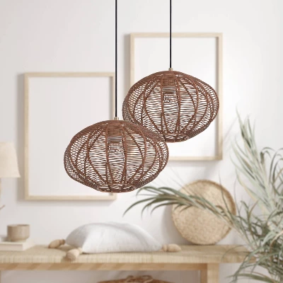 13.5" 1-Light Linnea Pendant Rattan Brown - River Of Goods 7 13.5" 1-Light Linnea Pendant Rattan Brown - River Of Goods - Image 5