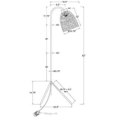 Seagrass Karina Tripod Floor Lamp Natural (Includes LED Light Bulb) - Threshold™ 5 Seagrass Karina Tripod Floor Lamp Natural (Includes LED Light Bulb) - Threshold™ - Image 3