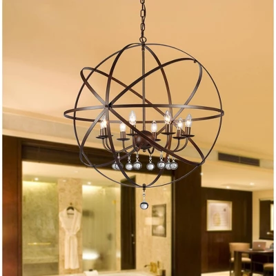 31" X 31" X 8" 8-Light Jossie Chandelier Brown - Warehouse Of Tiffany 4 31" X 31" X 8" 8-Light Jossie Chandelier Brown - Warehouse Of Tiffany - Image 2