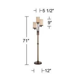 Franklin Iron Works Astoria Rustic Farmhouse Floor Lamp 71" Tall Bronze Faux Wood 3 Light Tree Tea Alabaster Glass For Living Room Bedroom Office Home -Adesso Shop GUEST fa6d01fb 0c45 4860 8139 deae7a5cec04