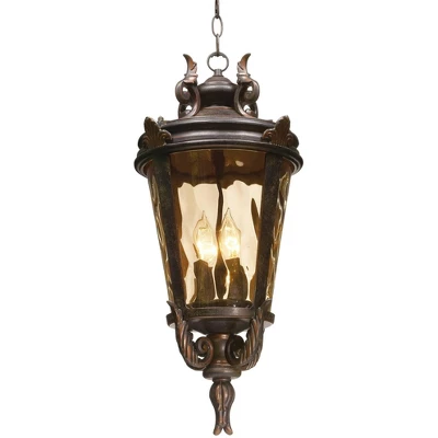 John Timberland Casa Marseille Rustic Vintage Flush Mount Outdoor Hanging Light Bronze Scroll 23 3/4" Champagne Hammered Glass For Post Exterior Barn 7 John Timberland Casa Marseille Rustic Vintage Flush Mount Outdoor Hanging Light Bronze Scroll 23 3/4" Champagne Hammered Glass For Post Exterior Barn - Image 5