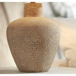 360 Lighting Bentley Rustic Farmhouse Table Lamp 29" Tall Brown Leaf Textured Hammered Pot Off White Empire Shade For Bedroom Living Room House Home -Adesso Shop GUEST fadbc97d 341c 4553 a601 5ad11c7760ac