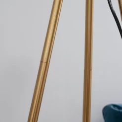 HOMCOM Modern Tripod Floor Lamp Free Standing Land Lamp W/ Steel Frame, Footswitch, Fabric Lampshade And E26 Base For Living Room, Bedroom, Gold -Adesso Shop GUEST fb01cea1 689f 45ec 8b83 8f3981aacf90