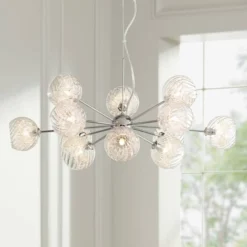 Possini Euro Design Wired Chrome Chandelier Lighting 32" Wide Modern Sputnik Art Glass 12-Light Fixture For Dining Room House Foyer Kitchen Island -Adesso Shop GUEST fb1b05bc 403f 42be b459 41c11b7c7be7