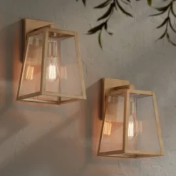 John Timberland Arrington Modern Outdoor Wall Light Fixtures Set Of 2 Soft Gold Metal 13" Clear Glass For Post Exterior Barn Deck House Porch Yard -Adesso Shop GUEST fba55118 4bbf 483b a6aa feee4e305da3