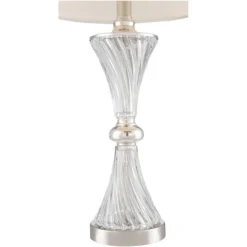 Regency Hill Luca Modern Table Lamps 25 1/2" High Set Of 2 Twisted Glass With USB Charging Port White Drum Shade For Bedroom Living Room Office Desk -Adesso Shop GUEST fbd5d8e8 387e 4461 b77b 501f5eb4fe58