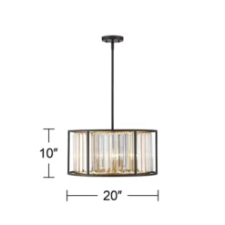 Possini Euro Design Milne Bronze Gold Drum Pendant Chandelier 20" Wide Modern Crystal 5-Light Fixture For Dining Room House Kitchen Island Entryway -Adesso Shop GUEST fc46d4e3 5453 4ff8 b69b 4701b62f6406
