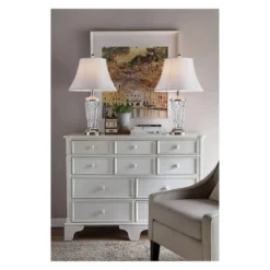 26.5" Traditional Glass Table Lamp Set Of 2 (Includes CFL Light Bulb) Silver - Ore International