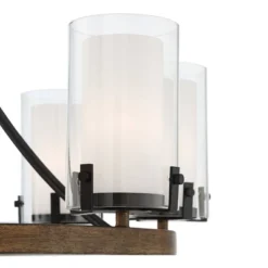 Stiffel Black Wood Wagon Wheel Chandelier 29 1/2" Wide Industrial Clear Outer Frosted Inner Glass 8-Light For Dining Room House -Adesso Shop GUEST fc9e1eaf 79ea 4f16 aef2 b4deca4185ba