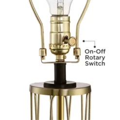 360 Lighting Nathan Modern Table Lamps 25 1/2" High Set Of 2 Gold Metal With USB Charging Ports Black Drum Shade For Bedroom Living Room Home Desk -Adesso Shop GUEST fd98c460 da77 4aad a69f 919a6f22e4d3