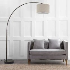 FC Design Modern 81" Tall Standing Adjustable Arched Floor Lamp With Drum Shade And Marble Base -Adesso Shop GUEST fe97ed33 6928 4acb 8882 78c80e92ff5d