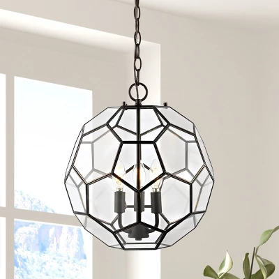 13.5" 3-Light Bee Modern Farmhouse Iron/Glass LED Pendant Oil Rubbed Bronze/Clear - JONATHAN Y 3 13.5" 3-Light Bee Modern Farmhouse Iron/Glass LED Pendant Oil Rubbed Bronze/Clear - JONATHAN Y