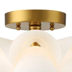 Possini Euro Design Modern Ceiling Light Semi Flush Mount Fixture White Flower Gold Metal 15 3/4" Wide Living Room Bedroom Kitchen -Adesso Shop GUEST fef6218a 716d 4463 96b6 83ff662f8639