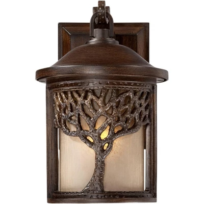John Timberland Rustic Outdoor Wall Light Fixture Bronze 9 1/2" Tree Etched Glass Sconce For Exterior House Deck Patio Porch Lighting 4 John Timberland Rustic Outdoor Wall Light Fixture Bronze 9 1/2" Tree Etched Glass Sconce For Exterior House Deck Patio Porch Lighting - Image 2